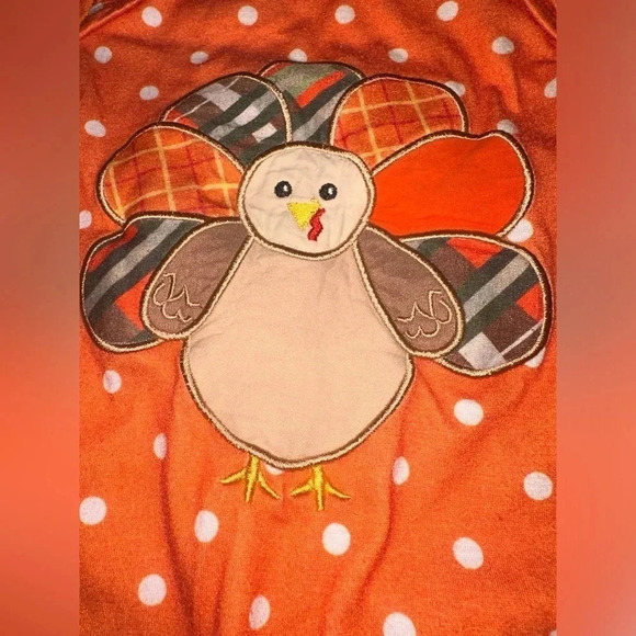 Baby girl Thanksgiving Turkey Embroidered Romper. Size 0-3 months (XXXS) - Picture 2 of 6